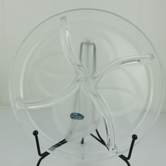 Cristal D’Arques JD Durand Florence Frosted Petal 4 Section Crystal Serving Dish - Picture 1 of 9